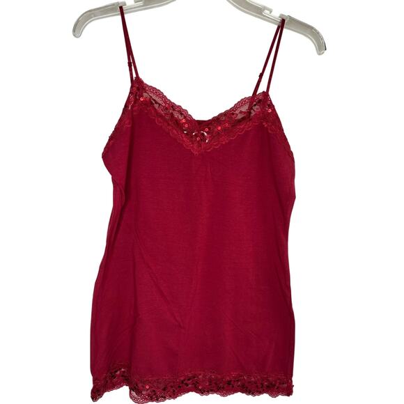 Rue21 Tops - Rue 21 lace and sequined trimmed tank, red, size XL, EUC